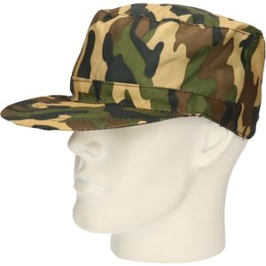 Carnaval verkleed Soldaten hoedje - camouflage groen - voor volwassenen - Militairen/leger thema