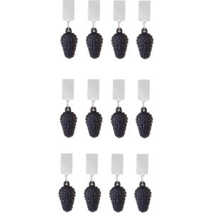 Tafelkleedgewichten bramen - 12x - zwart - kunststof - voor tafelkleden en tafelzeilen