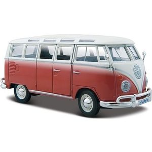 Modelauto Volkswagen T1 Samba rood 1:24