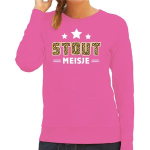 Verkleed sweater voor dames - Stout meisje - roze - carnaval/themafeest