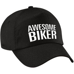 Awesome biker pet / cap zwart voor volwassenen - Geweldige motorrijder cadeau