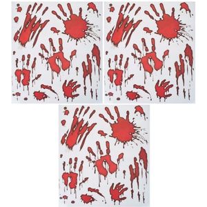 3x Horror raamstickers bloedende handafdrukken set