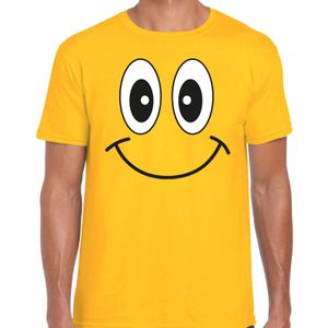 Verkleed T-shirt voor heren - smiley - geel - carnaval - feestkleding