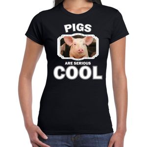 Dieren varken t-shirt zwart dames - pigs are cool shirt