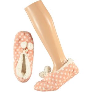 Dames ballerina pantoffels/sloffen stippen roze maat 37-39