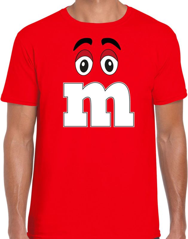 Bellatio Decorations - Verkleed T-shirt - Rood - Heren - Carnaval/Themafeest Kostuum