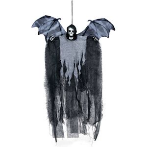 Horror/halloween decoratie skelet/geraamte pop met vleugels - hangend - 60 cm