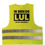 Ik ben de lul ik ga trouwen hesje geel met reflecterende strepen voor volwassenen