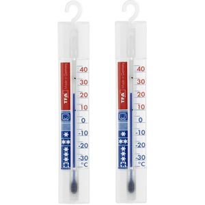 Koelkast en vriezerthermometer - set van 2x - wit - kunststof - analoog