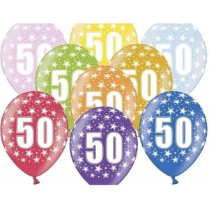 18x stuks Ballonnen 50 jaar thema print met sterretjes