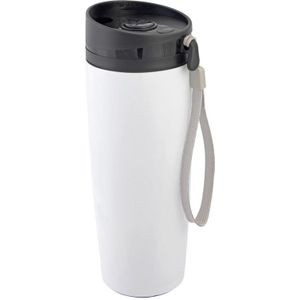 RVS Warmhoudbeker/warm houd beker wit staal 380 ml - Isoleerbeker/thermosbekers - Dubbelwandig