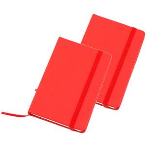 Set van 8x stuks notitieblokje harde kaft rood 9 x 14 cm