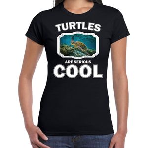 Dieren zee schildpad t-shirt zwart dames - turtles are cool shirt
