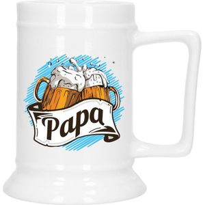 Cadeau Bierpul voor papa - blauw - embleem - keramiek - 530 ml - Vaderdag