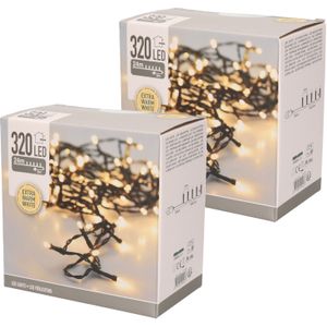 Set van 2x stuks kerstverlichting extra warm wit buiten 320 lampjes 2400 cm