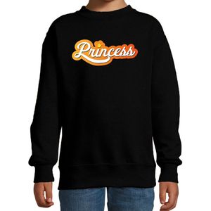 Princess met kroontje Koningsdag sweater / trui zwart voor kinderen