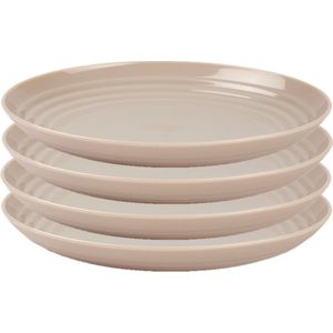 Rond bord/camping bord - 4x - D25 cm - beige - kunststof - onbreekbaar