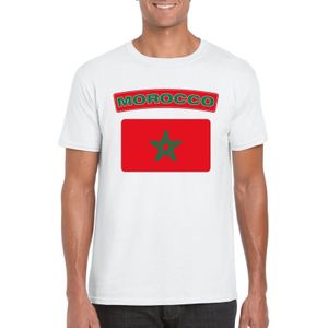 T-shirt met Marokkaanse vlag wit heren