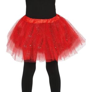Petticoat/tutu verkleed rokje rood glitters 31 cm voor meisjes