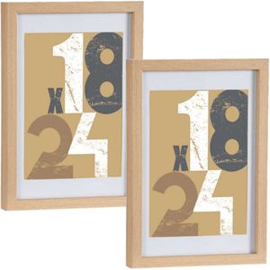 2x stuks houten fotolijst bruin geschikt voor een foto van 18 x 24 cm of 21 x 30 cm
