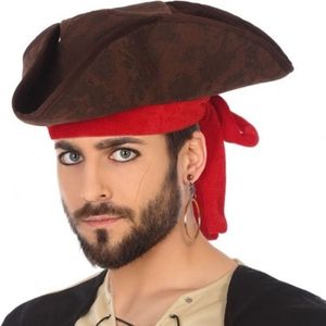 Bruine piraten driesteek verkleed hoed voor volwassenen