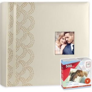 Luxe fotoboek/fotoalbum Anais bruiloft/huwelijk met 50 paginas goud 32 x 32 x 5cm inclusief plakkers