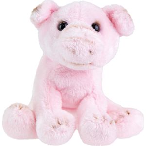 Pluche knuffel dieren zittend varken 15 cm - Speelgoed knuffelbeesten varkens