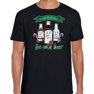 Fout kersttrui t-shirt voor heren - IJskoud bier - zwart - Christmas beer