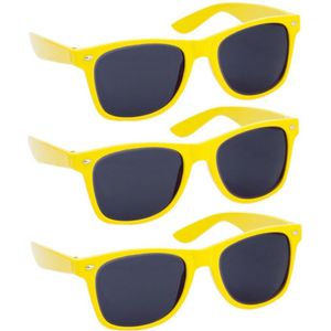 Hippe party zonnebrillen geel volwassenen 4 stuks