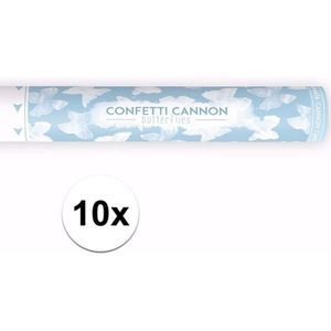 10x Confetti kanon witte vlinders 40 cm