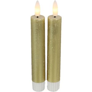 Led dinerkaarsen - 2x st- goud -H15cm - afstandsbediening-timer-dimmer