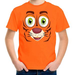 Dieren verkleed t-shirt voor kinderen - tijger gezicht - carnavalskleding - oranje