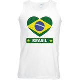 Brazilie hart vlag singlet shirt/ tanktop wit heren