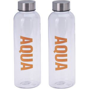 2x stuks bidon drinkfles/waterfles oranje 500 ml met schroefdop