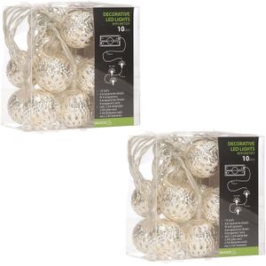 2x stuks kerstverlichting kerstballen slingers met LED licht 90 cm