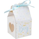 Cadeaudoosjes baby boy - Babyshower bedankje - 24x stuks - wit/blauw - 4 cm - zoon
