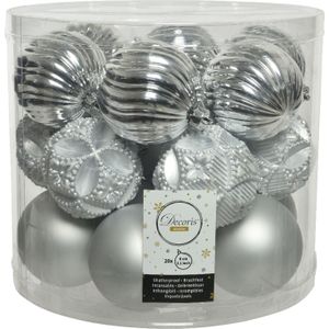 Decoris kerstballen - 20x st - zilver - D8 cm - kunststof - kerstversiering