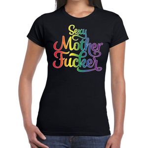 Sexy mother fucker gaypride shirt zwart voor dames