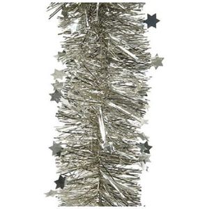 6x Champagne sterren kerstslingers 10 x 270 cm kerstboom