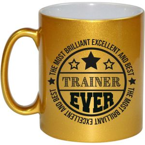 Cadeau koffie/thee mok voor trainer/coach - beste trainer - goud - 300 ml