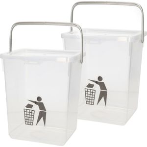 Afsluitbare keuken afvalbak voor gft/organisch afval - 2x - transparant - 5 liter - 20 x 17 x 23 cm