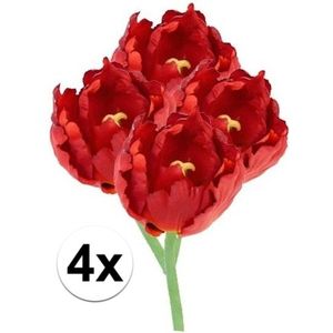 4x Rode Tulp 25 cm - Kunstbloemen