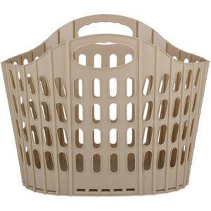 Flexibele wasmand - beige - 35 liter - kunststof - 49 x 35 x 38 cm - opbergen
