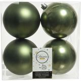 12x stuks kunststof kerstballen mos groen 10 cm glans/mat