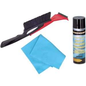 Autoramen 2-in-1 IJskrabber/raamtrekker/borstel 40 cm met anti-condens doek en ruitenontdooier spray