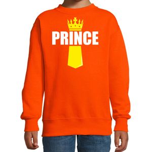 Koningsdag sweater / trui Prince met kroontje oranje voor kinderen