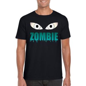 Halloween zombie ogen t-shirt zwart heren