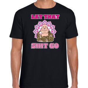 Foute party verkleed t-shirt voor heren - boeddha rose - zwart - carnaval/themafeest outfit