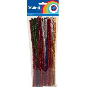 Chenilledraad diverse kleuren met glitters 30 cm 100 stuks