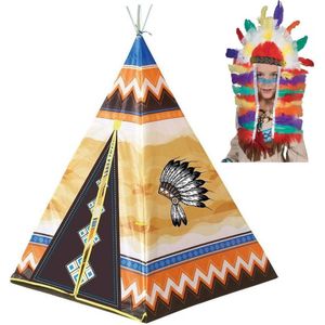 Speelgoed Indianen Wigwam Tipi Tent 130 cm Inclusief Indianentooi